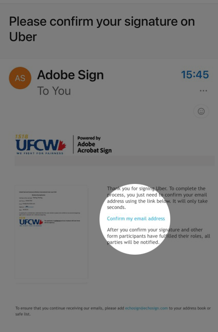 8) Open your email and you will find the following message, and you can click on “Confirm my email address” to confirm your signing. If you could not find the email, please check your junk/spam folder.